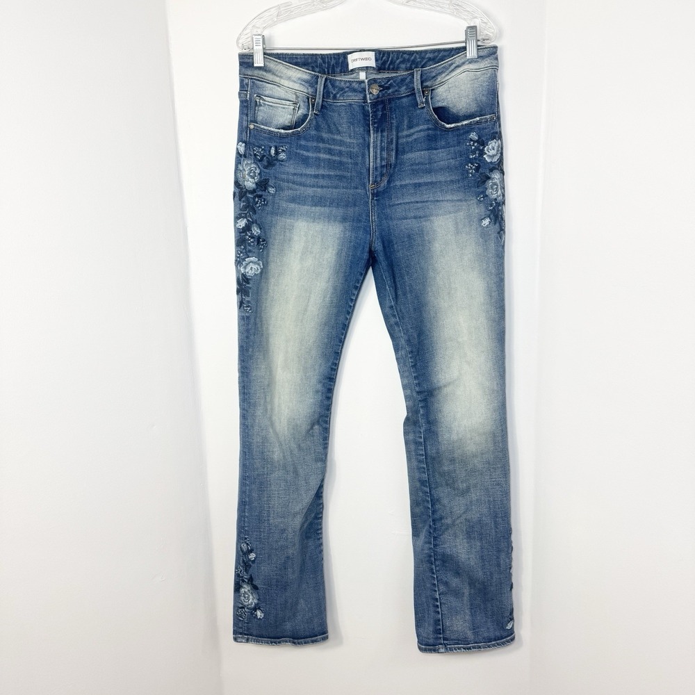 Driftwood Kelly Floral Embroidered Bootcut Jeans Women 32x31 Cowgirl Boho Blue